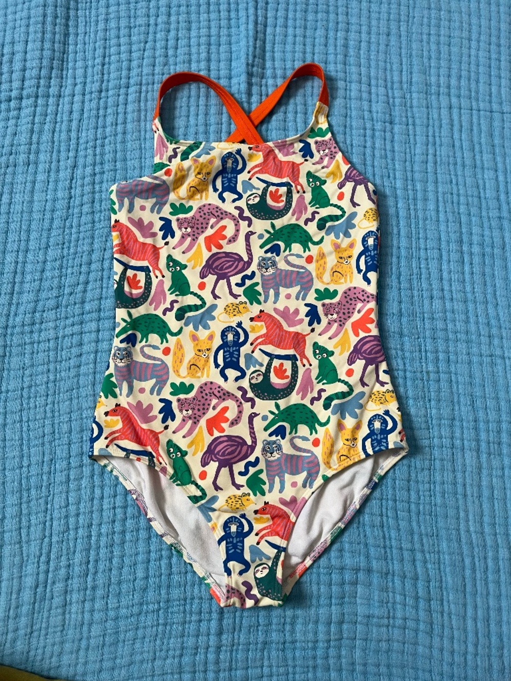 Mini Boden Animal One Piece Girls swimsuit crossback size 11/12